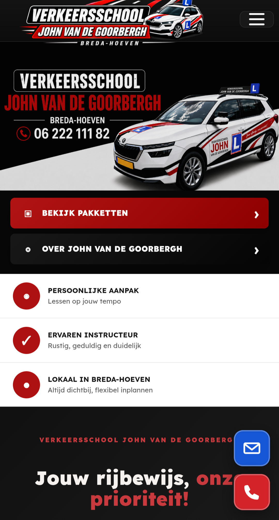 Websiteproject op mobiel